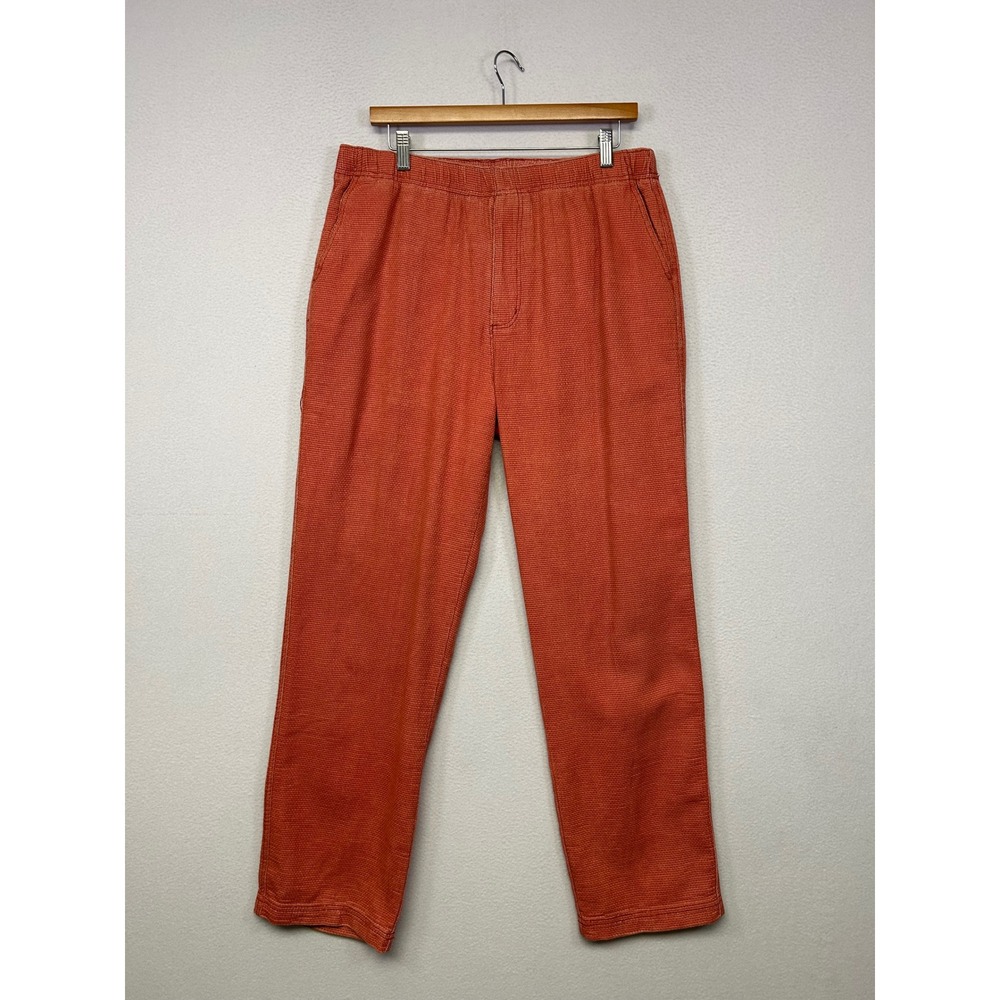 Gorpcore Coastal Territory Ahead Mens M Orange Textured Cotton Elastic Pants